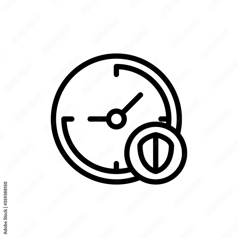 line style icon of security time shield. vector illustration for graphic design, website, UI isolated on white background. EPS 10 line style icon of security time shield. vector illustration for graphic design, website, UI isolated on white background. EPS 10