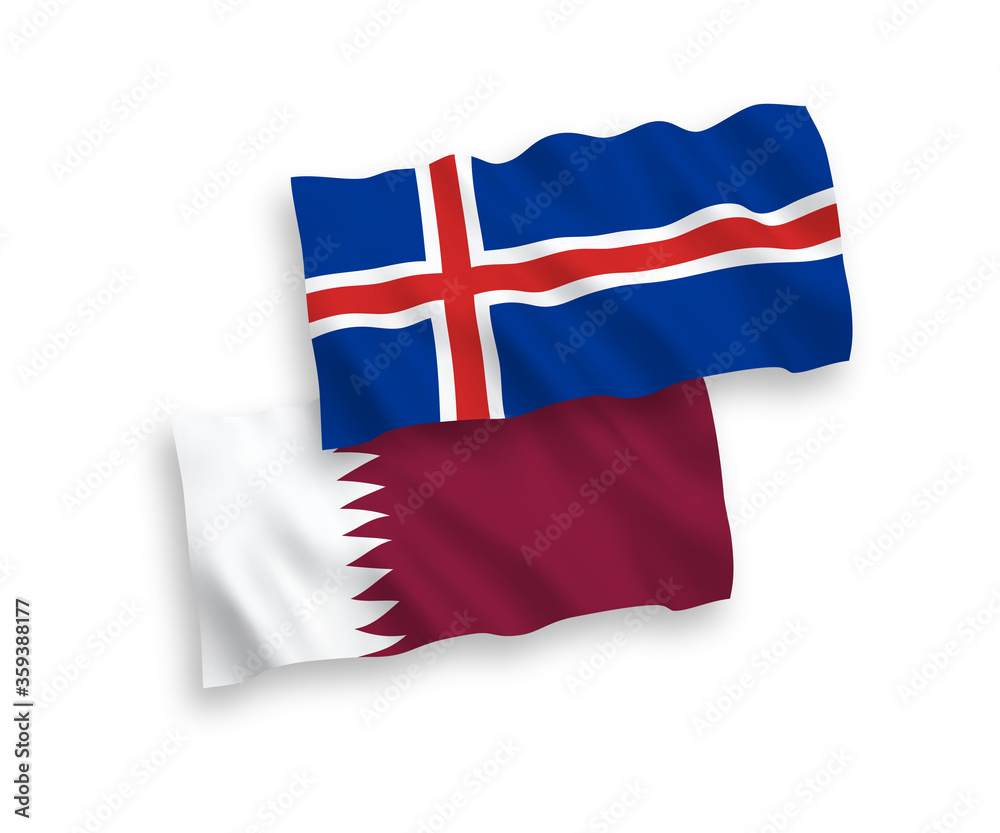 Flags of Iceland and Qatar on a white background Flags of Iceland and Qatar on a white background