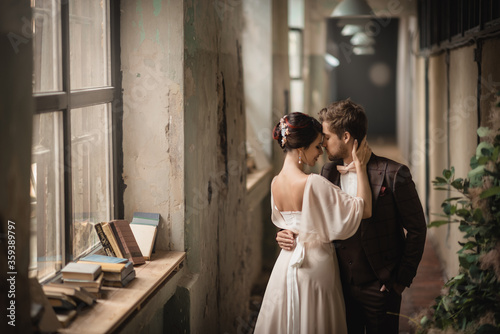 the bride and groom are dancing in the background Vintage wall