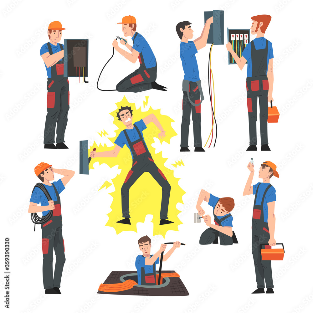 Ταπετσαρία Male Electrical Engineers Repairing and Operating Electrical Equipment, Electric