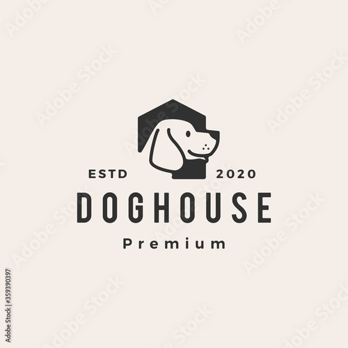 dog house hipster vintage logo vector icon illustration