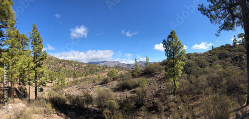 Panoramic scenery around Las Ninas Reservoir on Gran Canaria photo