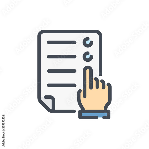 Choose from the List color line icon. List Selection vector outline colorful sign.