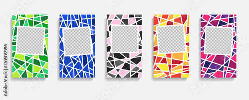 Templates for social networks. Design for stories. Mosaic style posters. Vector illustration