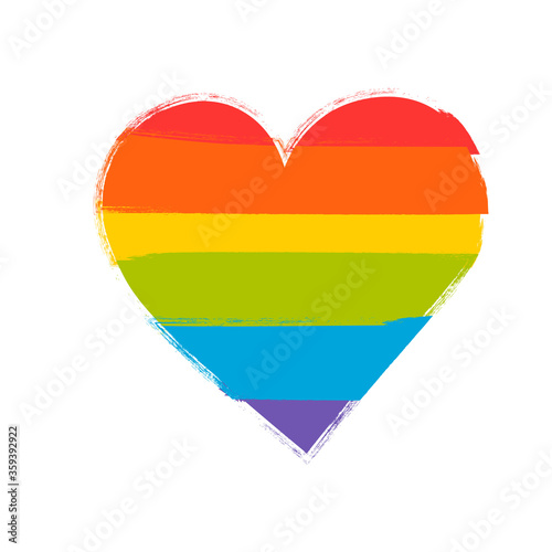 LGBT heart . Rainbow heart. Symbol lgbt culture.  Vector illustration  isolated on white backgraund. 