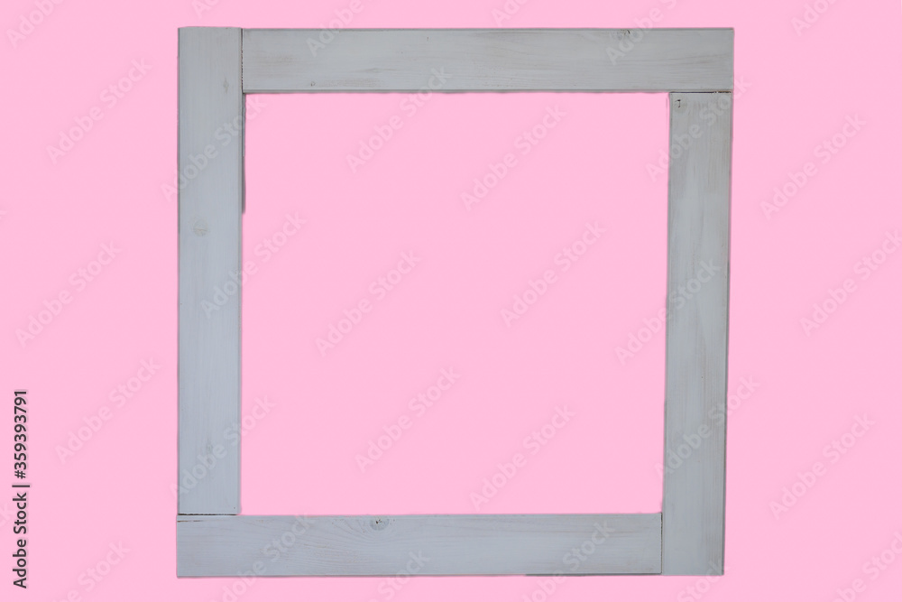 Simple square grey frame on pink with copyspace Simple square grey frame on pink with copyspace
