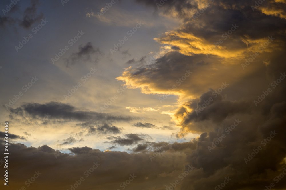 Dramatic cloud formations at sunset