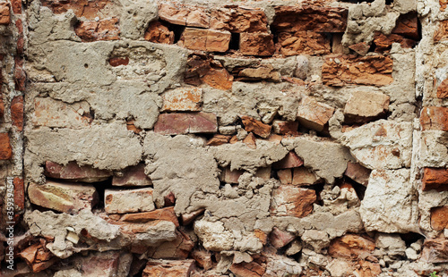 The brick wall of an old building