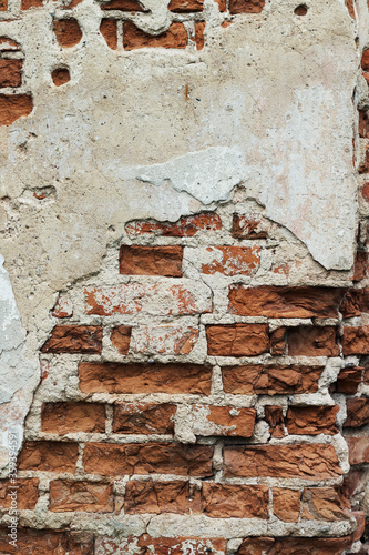 The brick wall of an old building