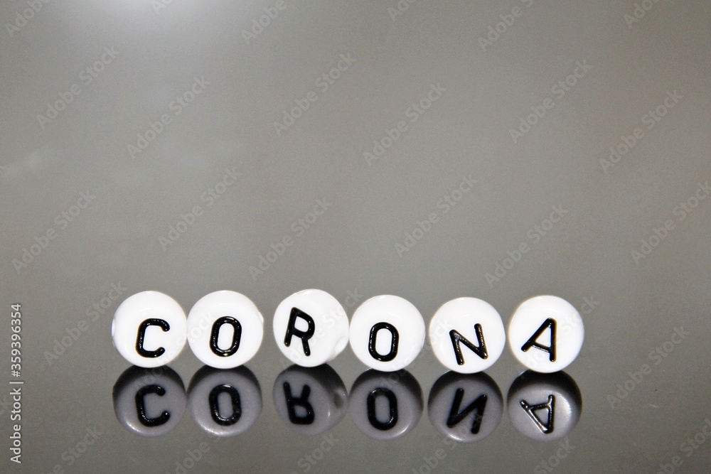 Letters forming words, corona virus Letters forming words, corona virus