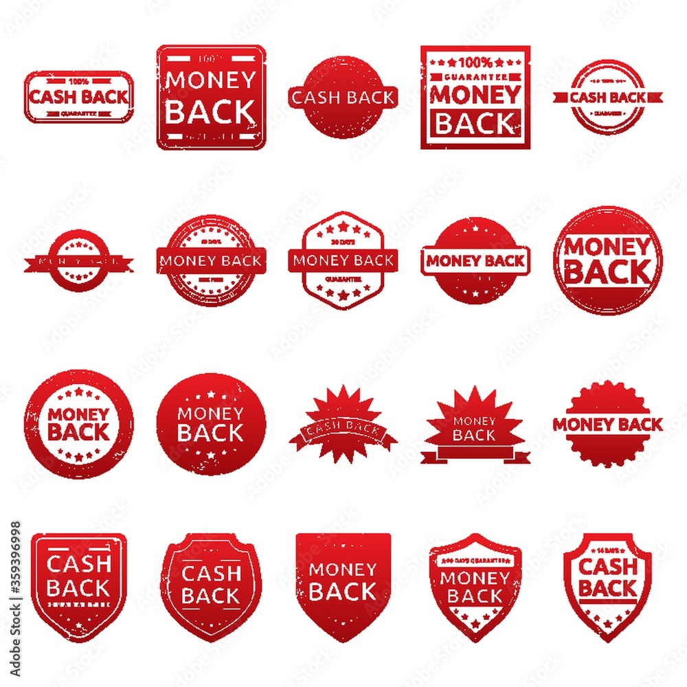 Obraz premium kolekcja etykiet gwarancyjnych zwrotu pieniędzy