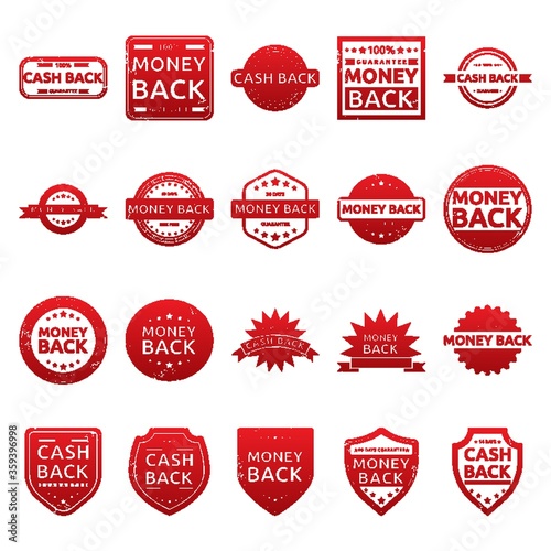 collection of money back guarantee labels