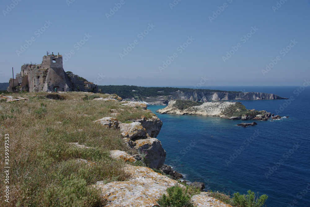 View of the Badiali castle in the Island of San Nicola - Tremiti Islands - Adriatic Sea - Italy