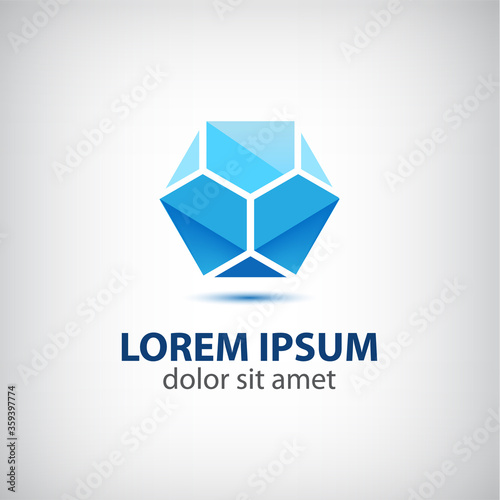 vector abstract crystal blue geometric icon, logo for your company