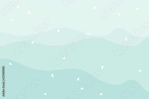 Hand drawn vector stock abstract graphic illustration with blue marine ocean waves sea underwater scene with Copy Space place isolated on background