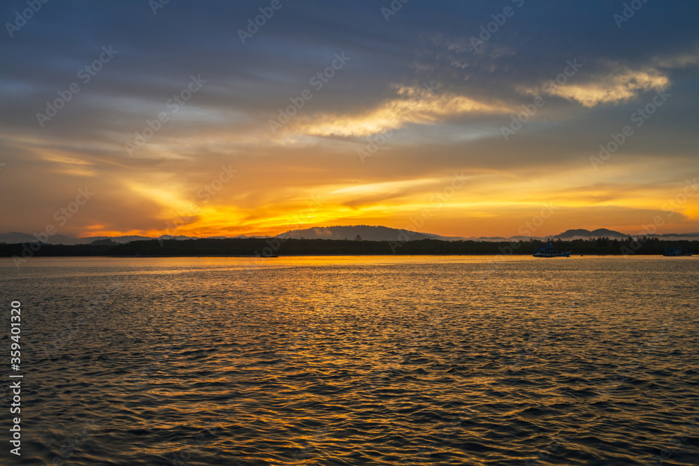 Beautiful sunset at the Andaman Sea, Thailand