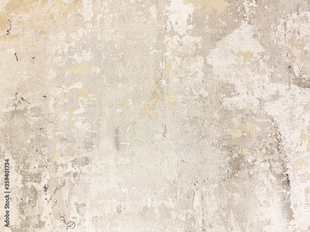 Fototapeta premium Beige low contrast scratched smooth decorative plaster concrete textured background. Abstract soft neutral antique artistic backdrop texture to your concept or product