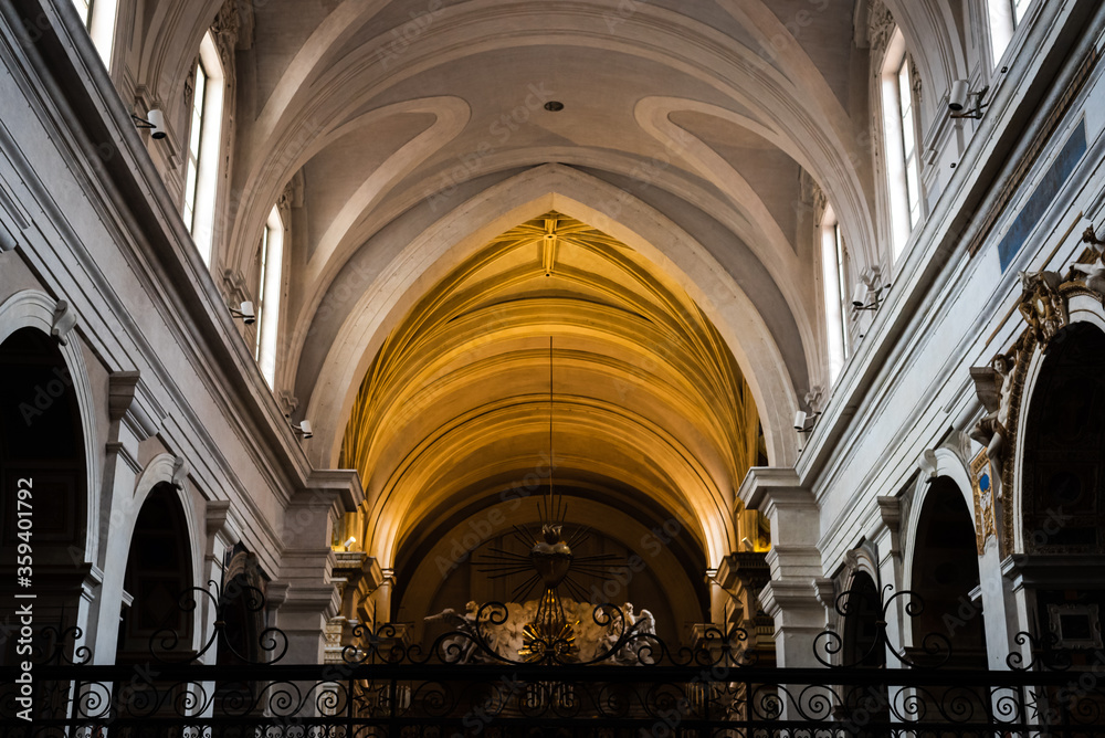 Majestic interior of the church and convent of the Trinita dei Monti in Rome