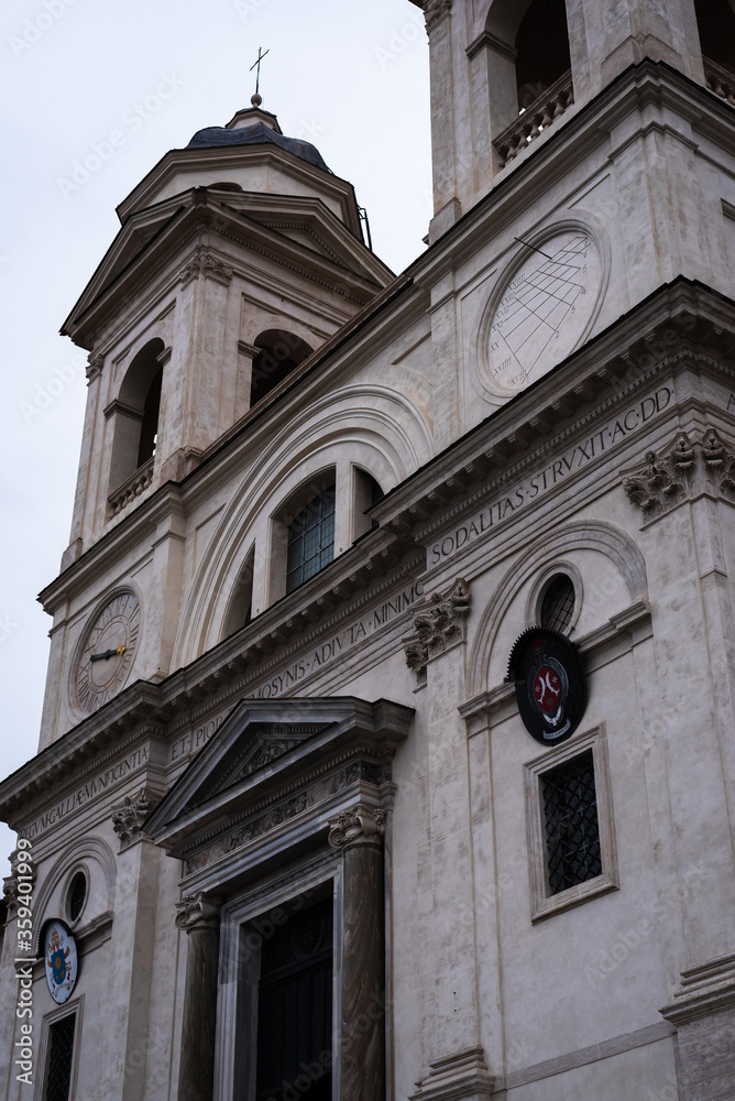 Facade of the Trinita dei Monti church and convent in Rome