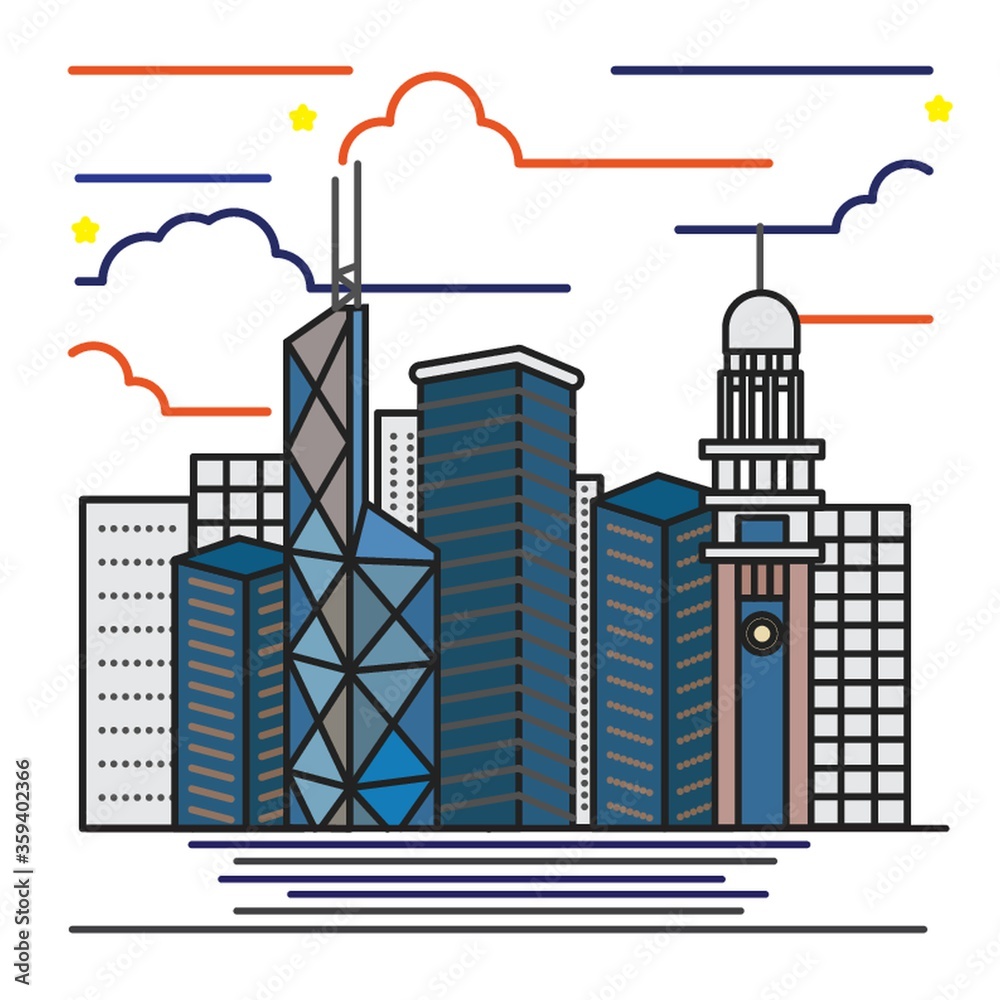 Obraz premium set of hong kong buildings