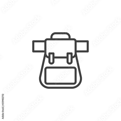 Knapsack, backpack line icon. linear style sign for mobile concept and web design. Hiking bag outline vector icon. Symbol, logo illustration. Vector graphics