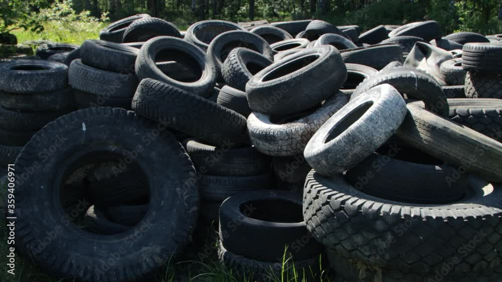 Big pile of old worn tires