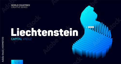 Isometric map of Liechtenstein with blue hexagon lines