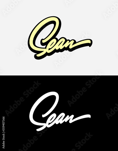 "Sean" hand-drawn calligraphic inscription in a vector .eps format (10 version) with editable colours and size. Perfect for using as a tattoo, card, signs etc. (ID: 359407366)