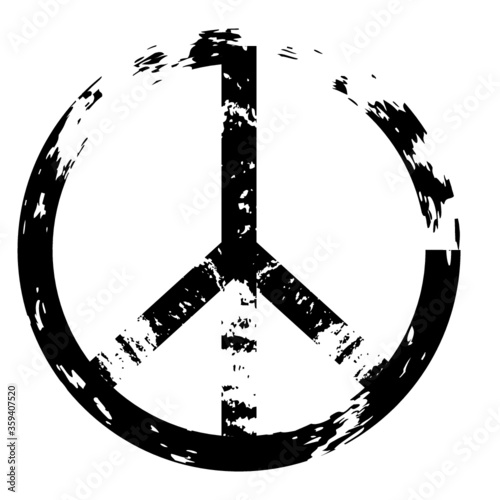 Peace Symbol Vector in grunge style.element for your Design.Sign textured for your design