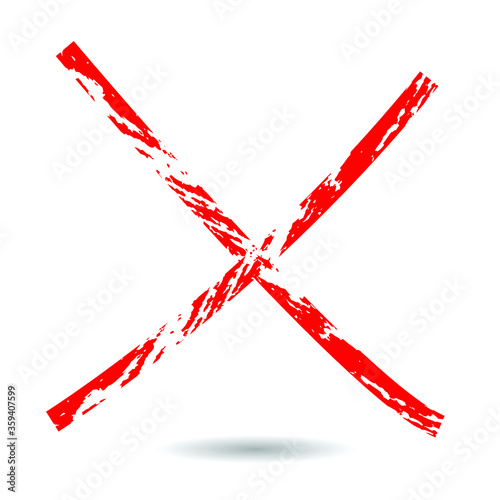 X Marks .Two Red Crossed Vector Brush Strokes. Rejected sign in grunge style.