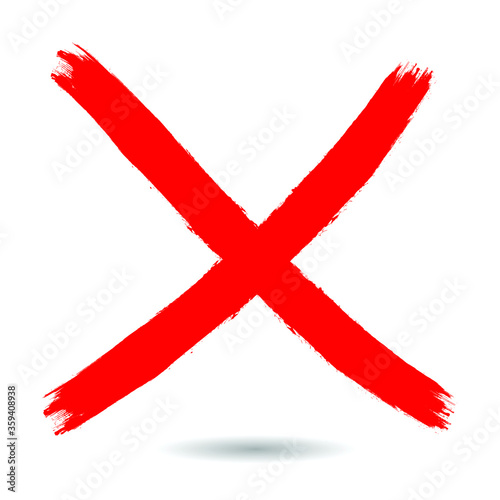 X Marks .Two Red Crossed Vector Brush Strokes. Rejected sign in grunge style.
