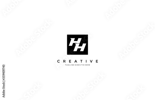 Design logo HH Letter Inside Black Square