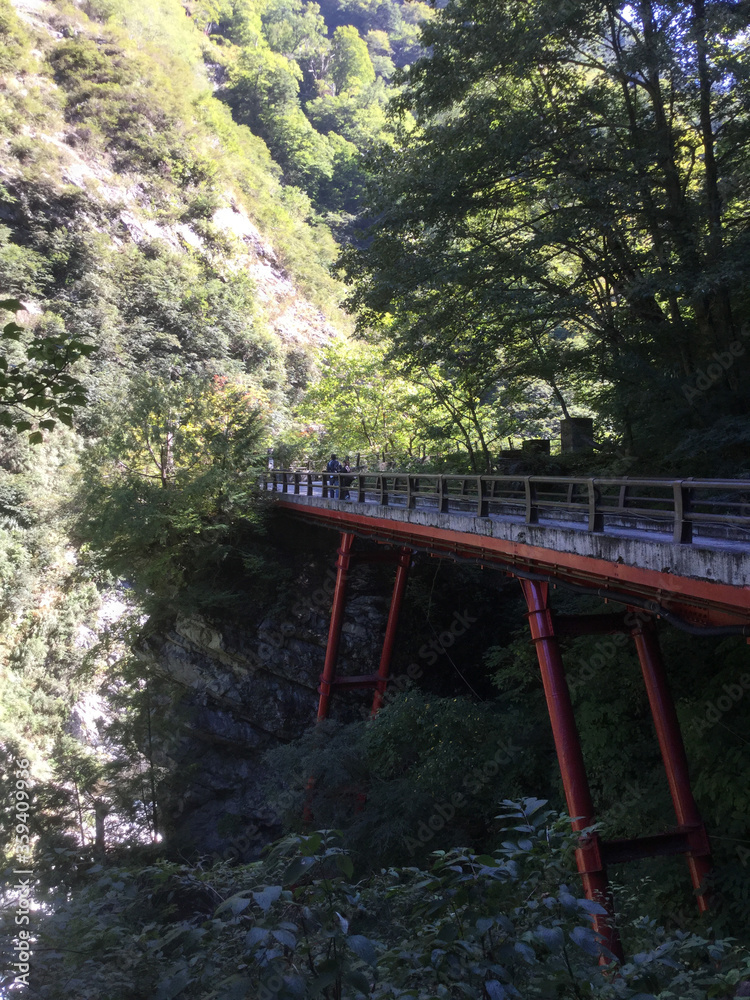 Scenery along the Kurobe River in the Kurobe Gorge Scenery along the Kurobe River in the Kurobe Gorge
