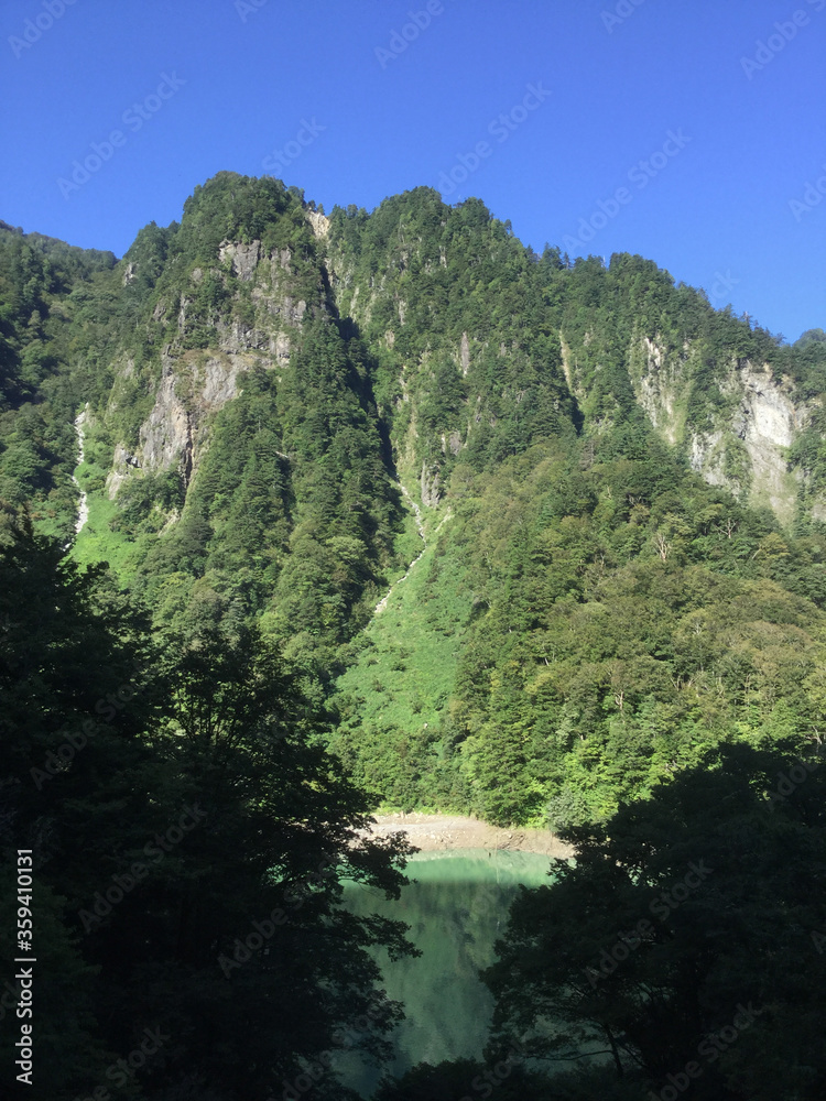Scenery along the Kurobe River in the Kurobe Gorge
