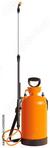 Manual agricultural sprayer pump isolated on white vector illustration
