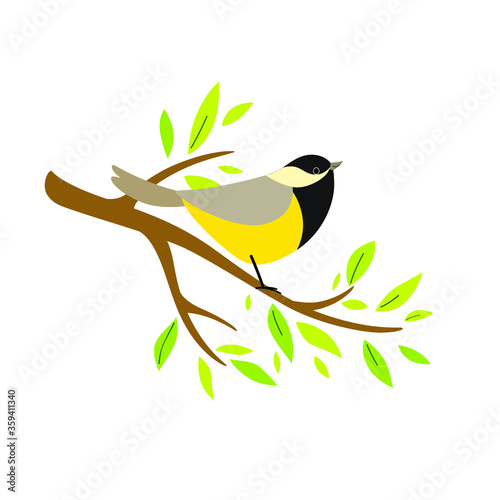 Chickadee sits on branch.