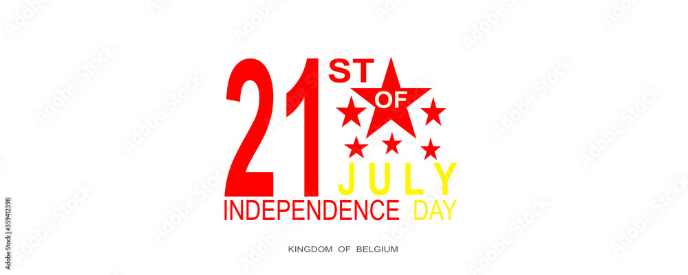 21 OF JULY belgium celebration of independence day banner illustration