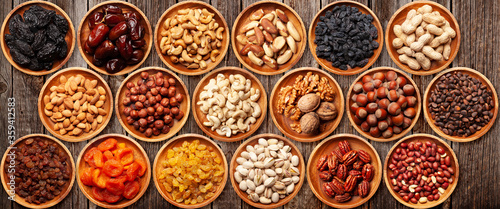Various dried fruits and nuts