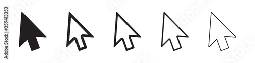 Computer mouse cursor icons in five different versions in a flat design