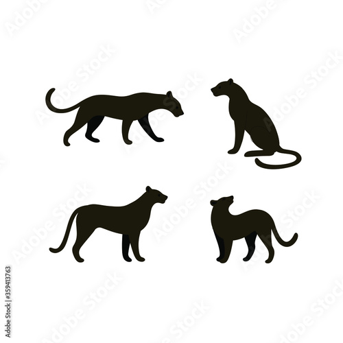Panther icon set. Different type of panther Vector illustration for prints, clothing, packaging, stickers.