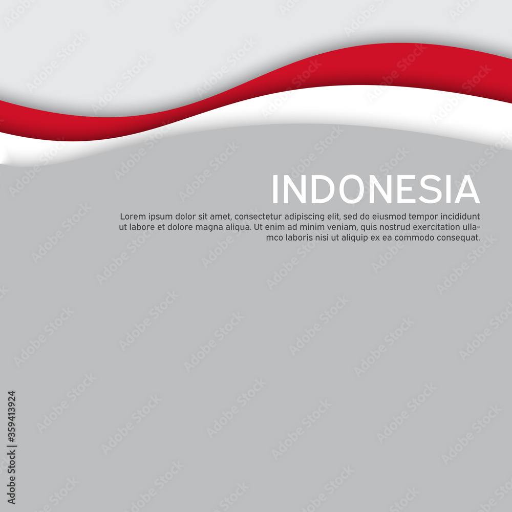 Cover, banner in national colors of Indonesia. Creative background for patriotic holiday card design. National Poster. Abstract waving flag of indonesia. Paper cut style. Vector design