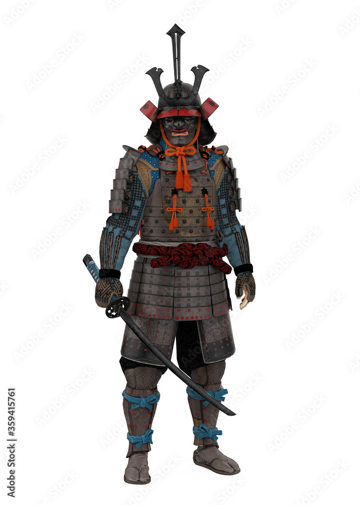 Samurai in Armor Isolated