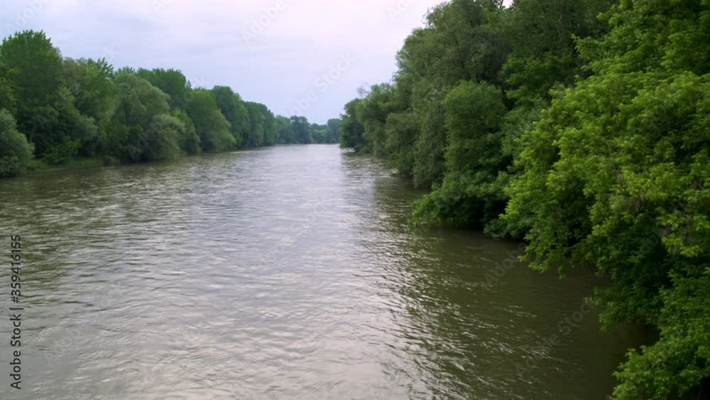 4K Drone Slow Mo Reveal Shot Of River Flowing In Nature 4K Drone Slow Mo Reveal Shot Of River Flowing In Nature