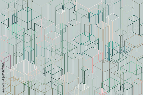 cubic isometric lines on a gray background