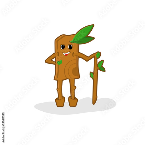 Cartoon Spring Tree Character  Illustration of a funny cartoon spring or summer happy tree character  cheerful and welcoming  white background