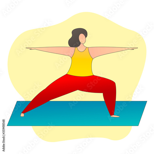 Girl doing yoga. Vector flat illustration.