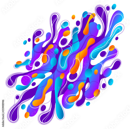 Fluids colorful liquid shapes in motion vector abstract graphic design element, dynamic modern art flowing and changing forms, gradients lava bubbles.