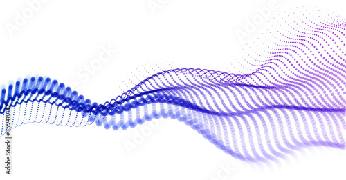 Abstract wave flow of runny dotted particles vector abstract background, technology and science big data flow, nanotechnology, connection information tech design.