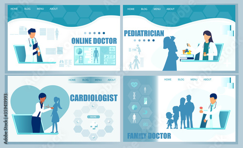 Flat design vector of medicine and healthcare application for website.