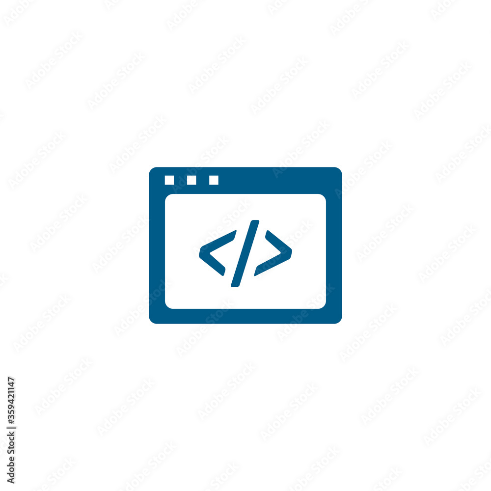 Web Page Code Blue Icon On White Background. Blue Flat Style Vector Illustration Web Page Code Blue Icon On White Background. Blue Flat Style Vector Illustration